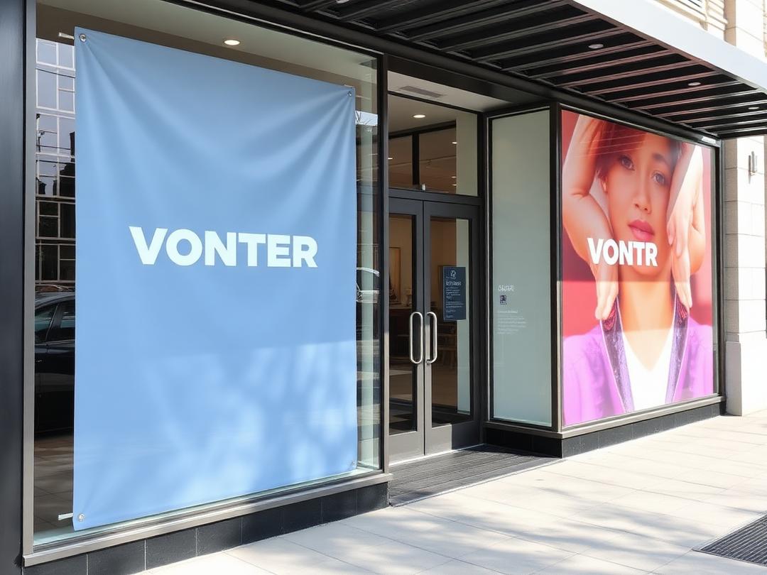 Lonas publicitarias y viniles impresos aplicados en el escaparate de un comercio